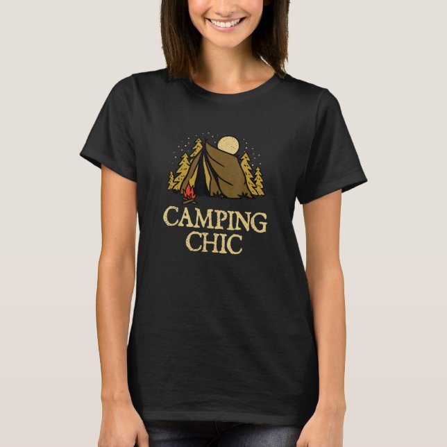 Camping Chic Summer Camper Tropical Camp Couples   T-Shirt (Front)