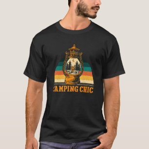 Camping Chic Summer Camper Tropical Camp Couples   T-Shirt