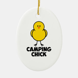 Camping Chick Ceramic Tree Decoration