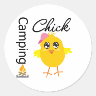 Camping Chick Classic Round Sticker