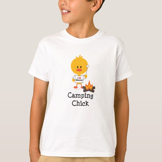 Camping Chick Kids T shirt (Front)