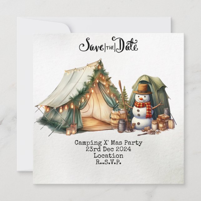 Camping Christmas Party  Holiday Card (Front)