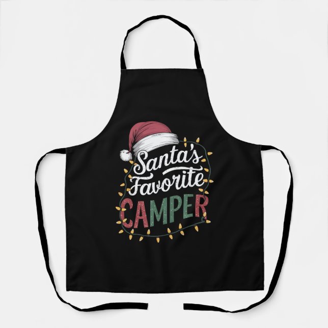 Camping Christmas Santa's Favourite Camper Gift Apron (Front)