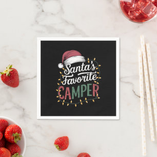 Camping Christmas Santa's Favourite Camper Gift Napkin