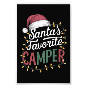 Camping Christmas Santa's Favourite Camper Gift Photo Print