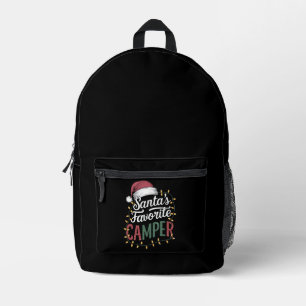 Camping Christmas Santa's Favourite Camper Gift Printed Backpack