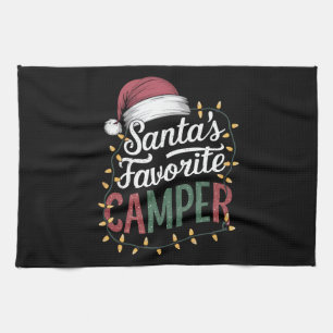 Camping Christmas Santa's Favourite Camper Gift Tea Towel