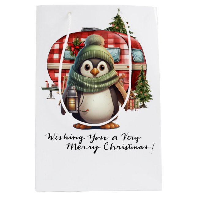 Camping Christmas Themed Camper  Medium Gift Bag (Front)