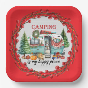 Camping Christmas Themed  Paper Plate