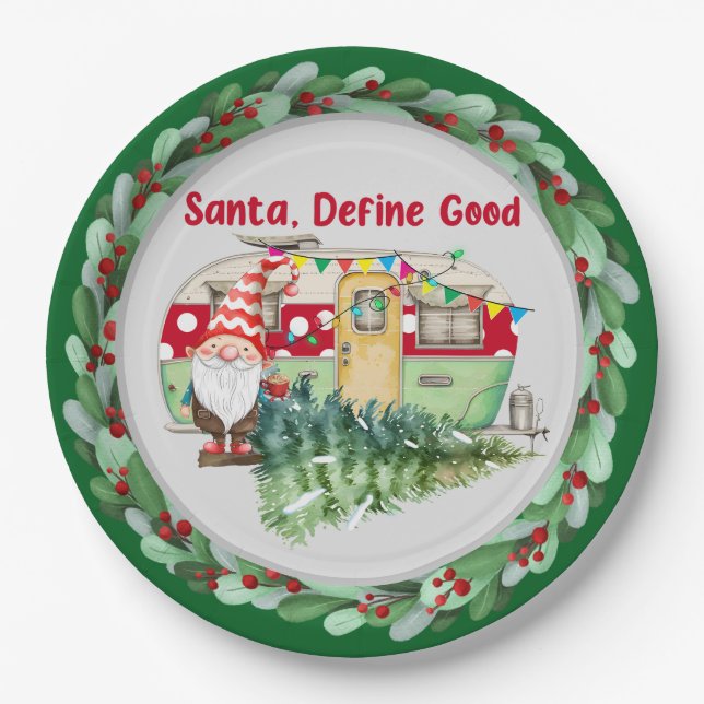 Camping Christmas Themed  Paper Plate (Front)