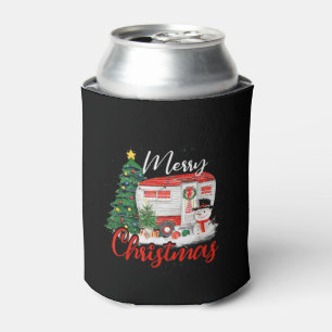 Camping Christmas Tree Shirt Lights Gift Camping L Can Cooler