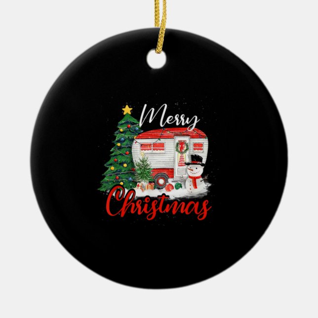 Camping Christmas Tree Shirt Lights Gift Camping L Ceramic Tree Decoration (Front)