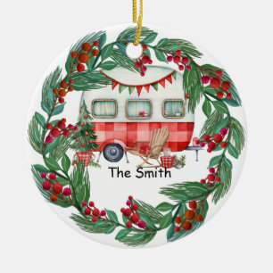 Camping Christmas Van for Camper Ceramic Tree Decoration