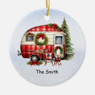 Camping Christmas Van for Camper Ceramic Tree Decoration