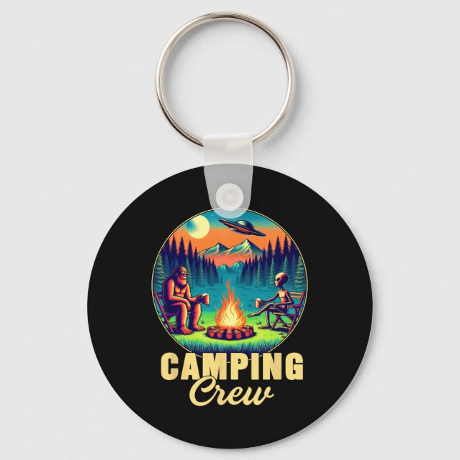 Camping Crew Camper Drinking Team Funny Bigfoot Al Key Ring (Front)