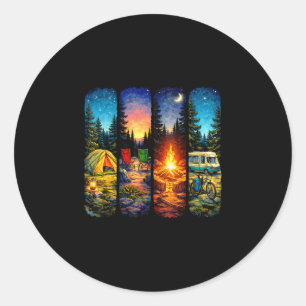 Camping crew camper go outdoor camping hiking classic round sticker