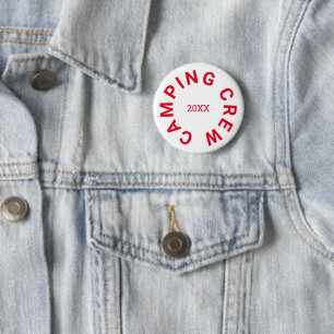 Camping Crew Custom Year Retro Red 6 Cm Round Badge