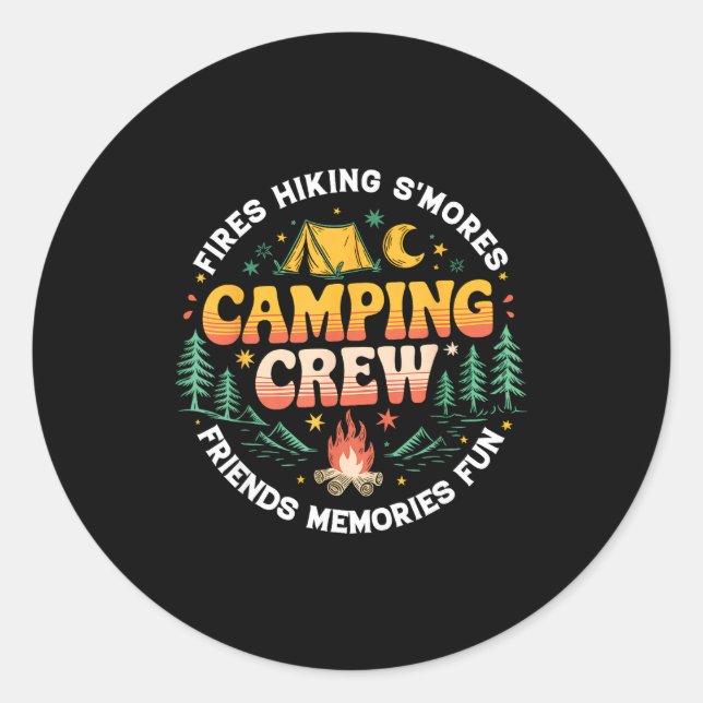 Camping Crew Family Matching Group Friends Men Wom Classic Round Sticker (Front)