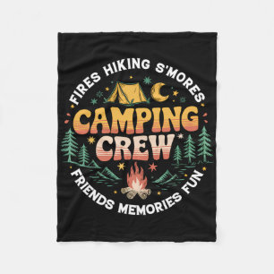 Camping Crew Family Matching Group Friends Men Wom Fleece Blanket