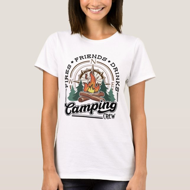 Camping Crew Fries Friends Drinks T-Shirt (Front)