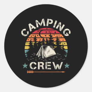 Camping Crew Retro Camper  Classic Round Sticker