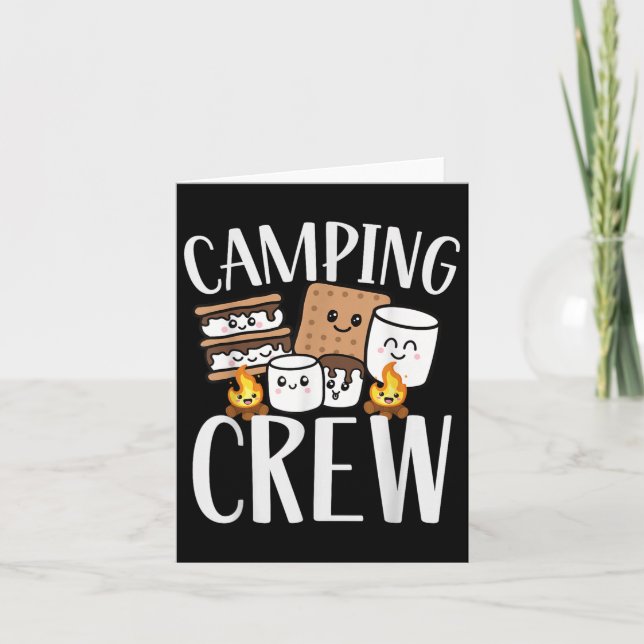 Camping Crew Smore Campfire Group Squad Team Kids  Card (Front)