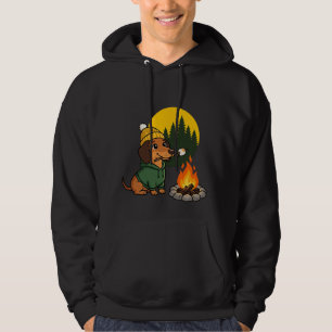 Camping Dachshund Roasting Marshmallow Hoodie