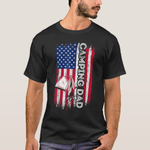 Camping Dad American Flag Camper Dad Father's Day T-Shirt