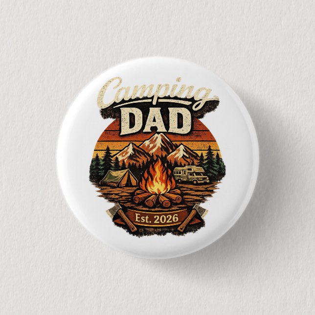 Camping Dad Est. 2026 Personalised button (Front)