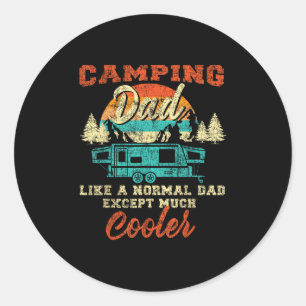 Camping Dad Pop Up Camper Rv Trailer Retro Vintage Classic Round Sticker