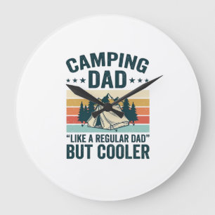 Camping Dad Vintage Retro Outdoor Vector Shirt Des Large Clock