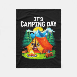 Camping day happy outdoors tent adventure lover fleece blanket