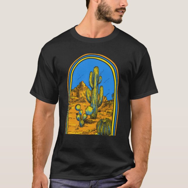 Camping Desert Landscape Cactus Desert Life Succul T-Shirt (Front)