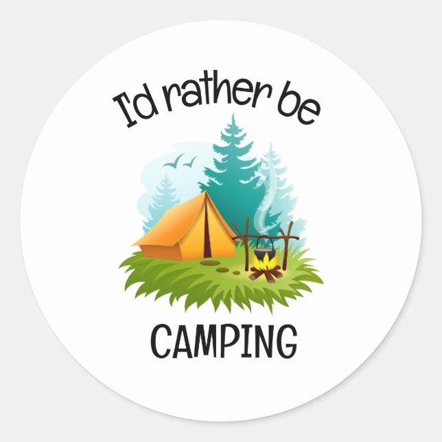 Camping Design  Classic Round Sticker (Front)