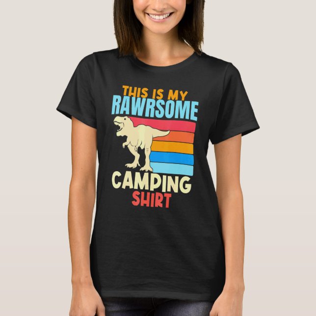 Camping Dinosaur Camper Boys Girls Camp Outdoors K T-Shirt (Front)