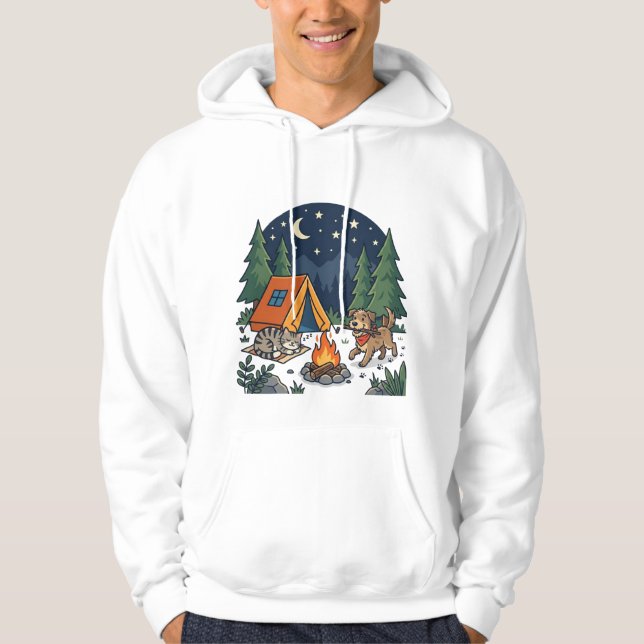 Camping Dog and Cat Adventure Hoodie (Front)