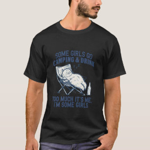 Camping Drinking Cat Lazy Summer Vacation Relax T-Shirt