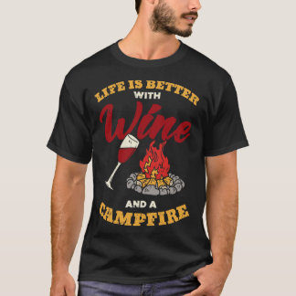 Camping Drinking Wine 3 T-Shirt