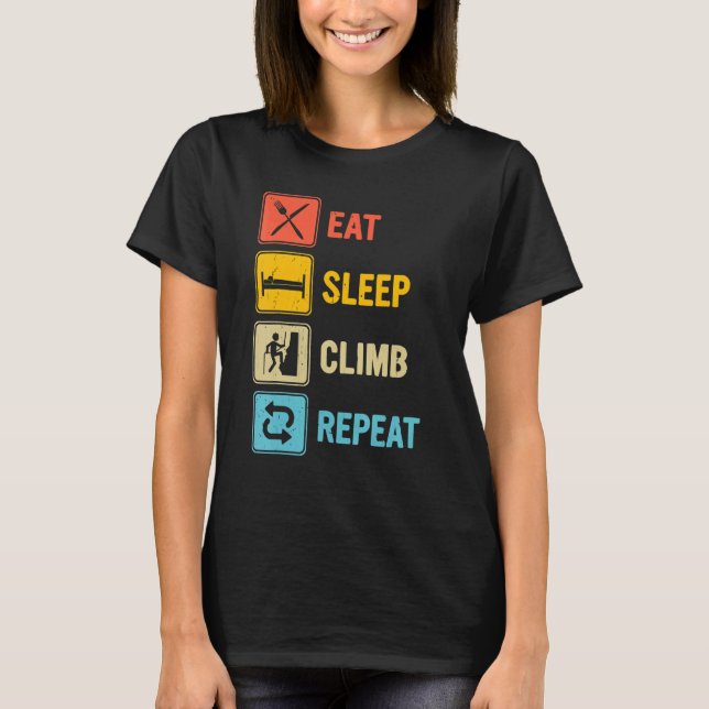 Camping Eat Sleep Climb Repeat Classic Summer T-Shirt (Front)
