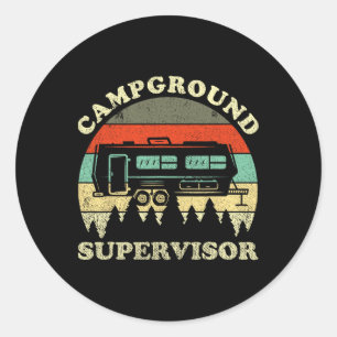 Camping Family Campground Supervisor Husband Wife Classic Round Sticker