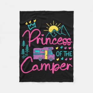 Camping Family Girl Campervan Motorhome Princess C Fleece Blanket