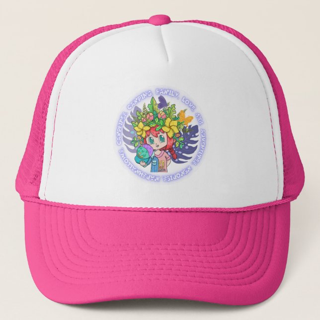 Camping Family Marshmallows 4X4 Love, Lilac Trucke Trucker Hat (Front)