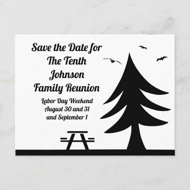 Camping Family Reunion Pine Tree Picnic Graphic Invitation Postcard (Front)