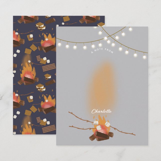 Camping Fire Outdoor Adventure & Marshmallows Card (Front/Back)