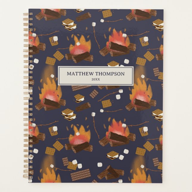 Camping Fire Outdoor Adventure & Marshmallows Planner (Front)