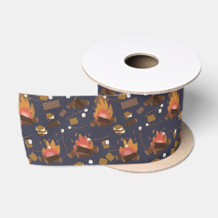 Camping Fire Outdoor Adventure & Marshmallows Satin Ribbon