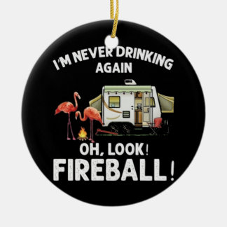 Camping Fireball Ceramic Tree Decoration
