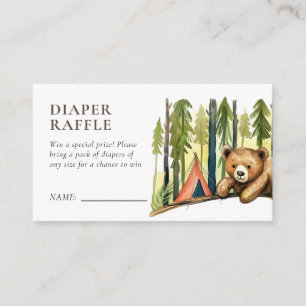 Camping Forest Baby Shower Diaper Raffle Enclosure Card