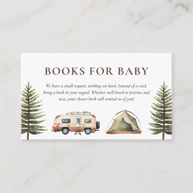 Camping Forest Watercolor Baby Shower Enclosure Card (Front)
