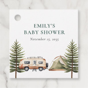 Camping Forest Watercolor Baby Shower Favour Tags